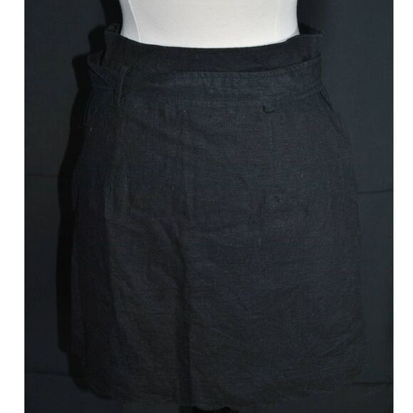Urban Outfitters Black Linen Belted Scalloped Hem Skirt - S - Picture 3 of 4